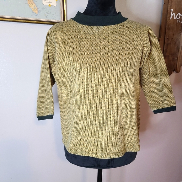 Stuart Sportsman Sweaters - Vintage Yellow Black Stuart Sportman Thick Knit Pullover Sweater Medium FLAWS